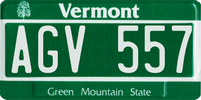 VT license plate AGV557