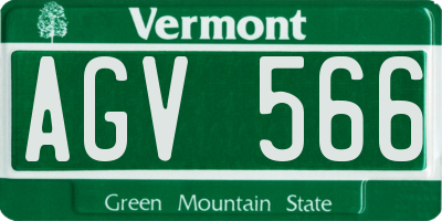 VT license plate AGV566