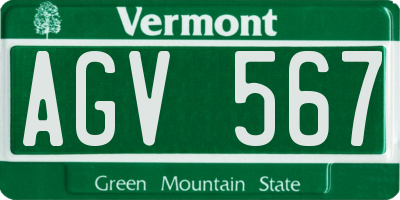 VT license plate AGV567