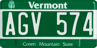 VT license plate AGV574