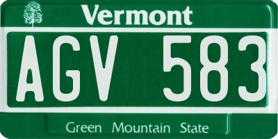 VT license plate AGV583