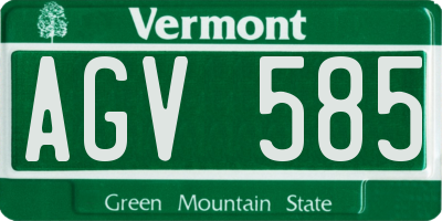 VT license plate AGV585