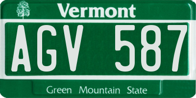VT license plate AGV587