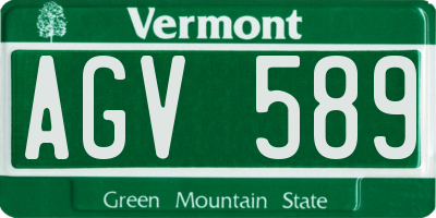 VT license plate AGV589