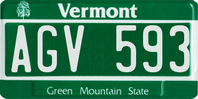 VT license plate AGV593