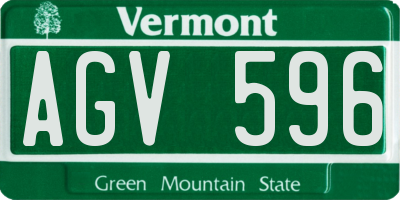 VT license plate AGV596