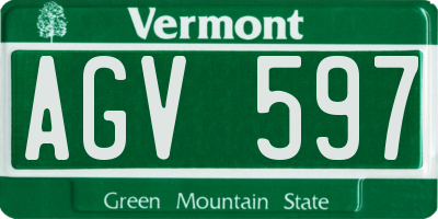 VT license plate AGV597