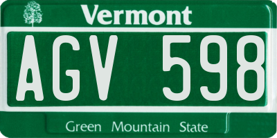 VT license plate AGV598