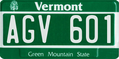 VT license plate AGV601
