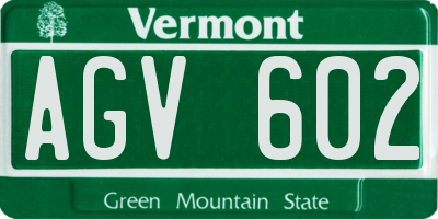 VT license plate AGV602