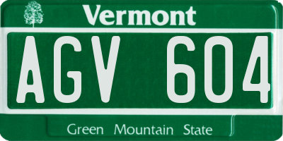 VT license plate AGV604