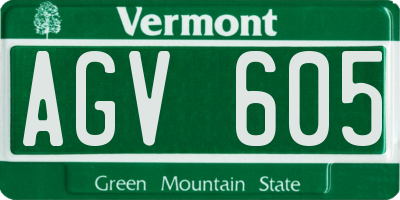 VT license plate AGV605