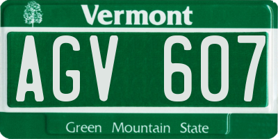 VT license plate AGV607