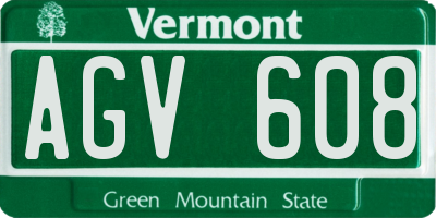 VT license plate AGV608
