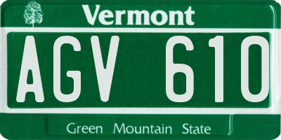 VT license plate AGV610