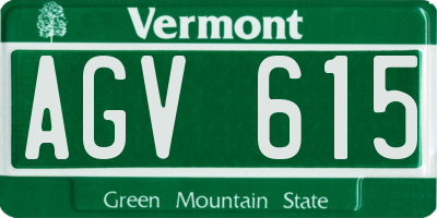 VT license plate AGV615