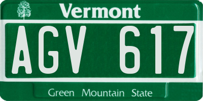 VT license plate AGV617