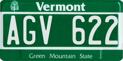 VT license plate AGV622