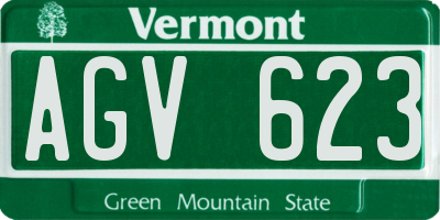 VT license plate AGV623