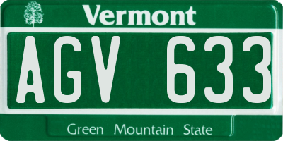 VT license plate AGV633