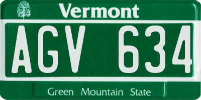 VT license plate AGV634