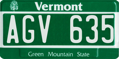VT license plate AGV635
