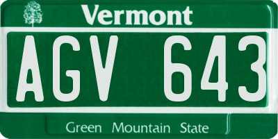 VT license plate AGV643
