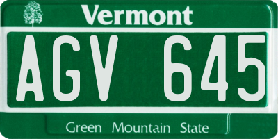 VT license plate AGV645