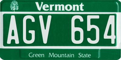 VT license plate AGV654