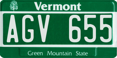 VT license plate AGV655