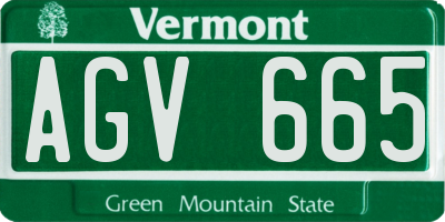 VT license plate AGV665
