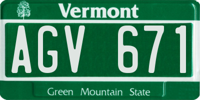 VT license plate AGV671
