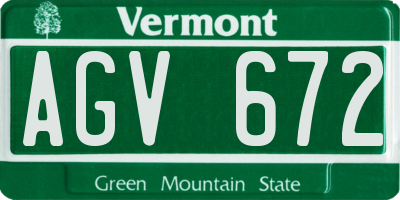VT license plate AGV672