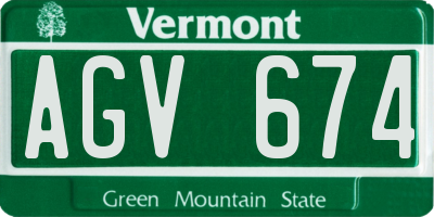 VT license plate AGV674