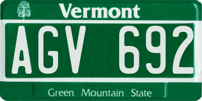 VT license plate AGV692