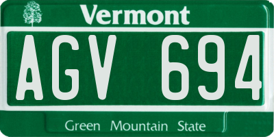 VT license plate AGV694