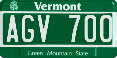 VT license plate AGV700