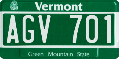 VT license plate AGV701