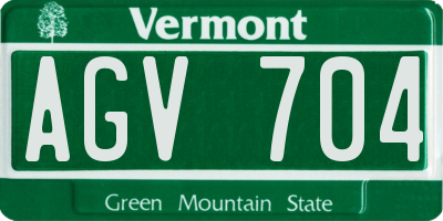VT license plate AGV704
