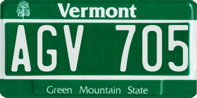 VT license plate AGV705
