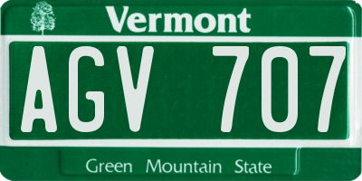 VT license plate AGV707