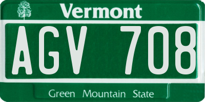 VT license plate AGV708
