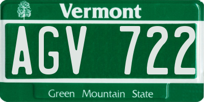 VT license plate AGV722