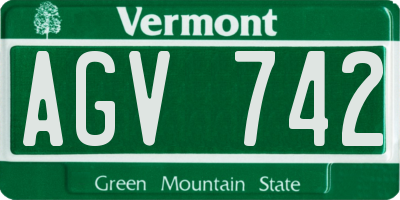 VT license plate AGV742