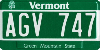 VT license plate AGV747