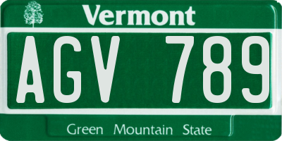 VT license plate AGV789