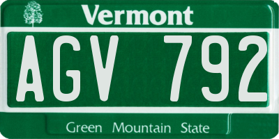 VT license plate AGV792