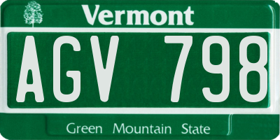 VT license plate AGV798