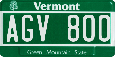 VT license plate AGV800