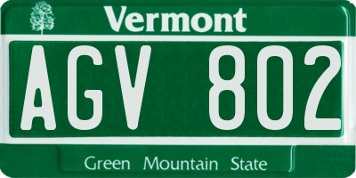 VT license plate AGV802